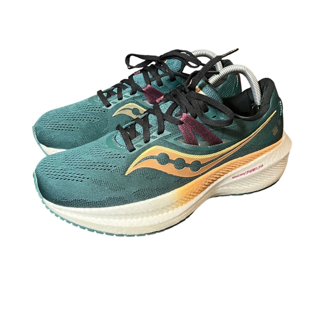 Saucony Triumph 20 Shamrock Running Shoes Womens 10.5 Green Gold PWRRUN+